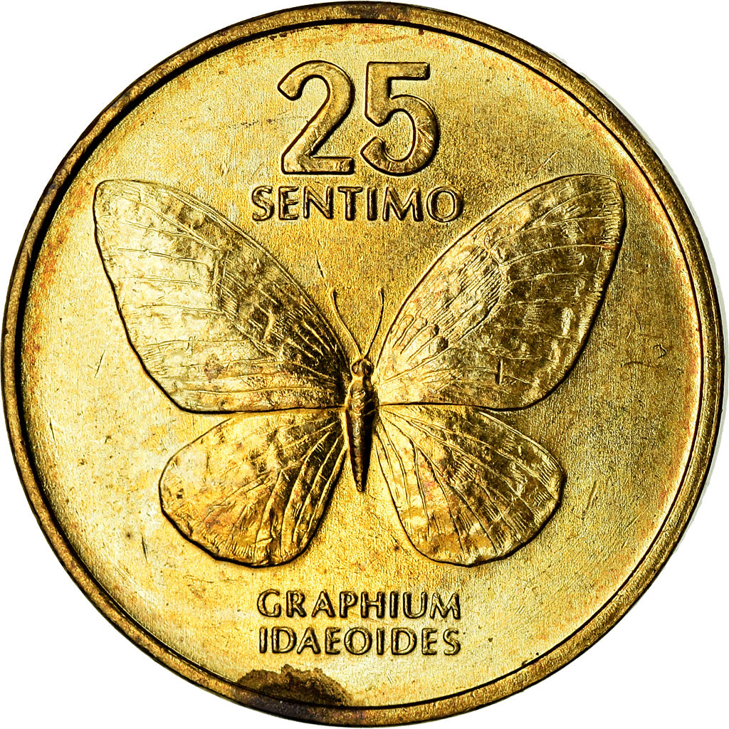 Coin, Philippines, 25 Sentimos, 1992, AU(50-53), Brass, KM:241.2