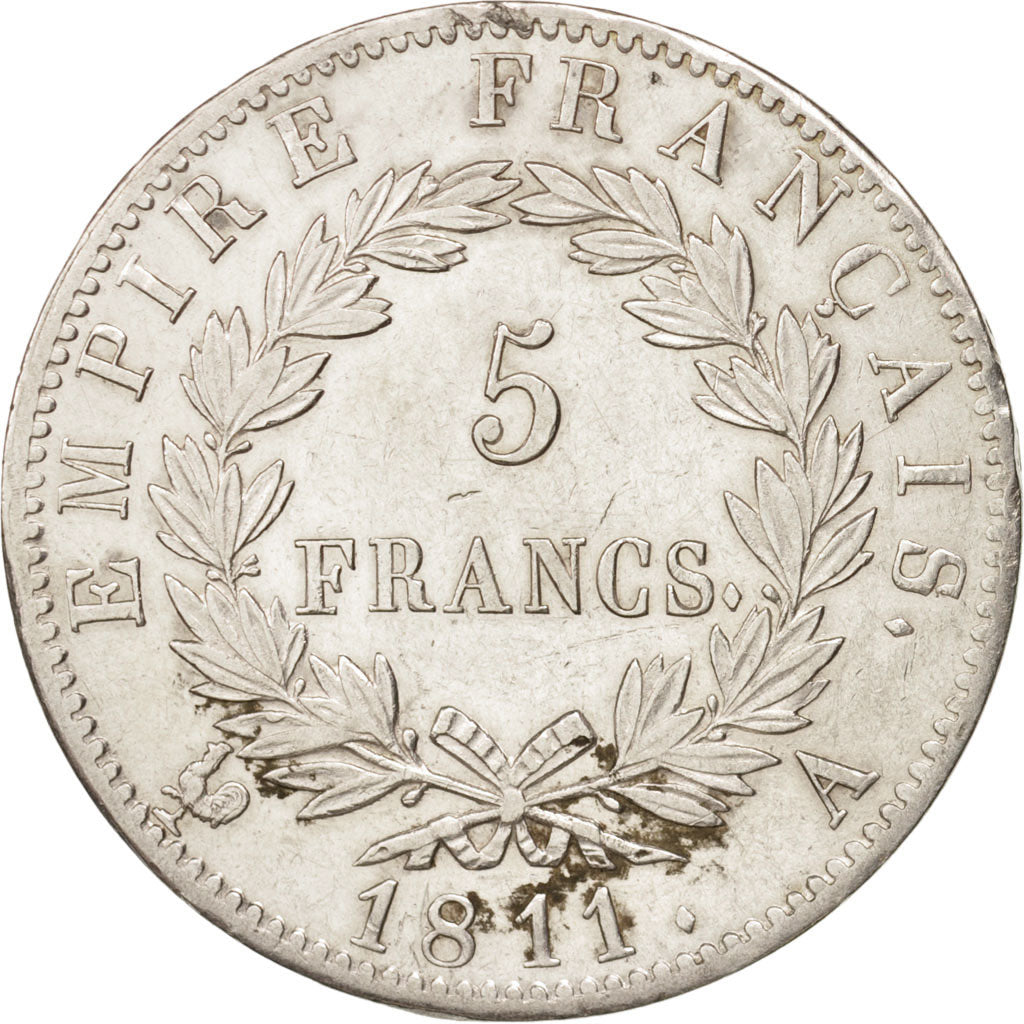 Frankreich, Napoléon I, 5 Francs, 1811, Paris, AU(50-53), Silver, KM:694.1