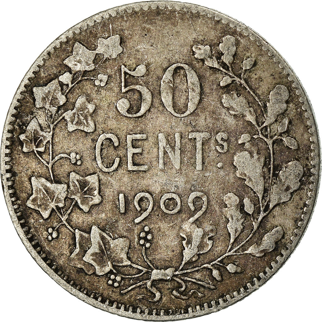 Coin, Belgium, 50 Centimes, 1909, F(12-15), Silver, KM:60.1