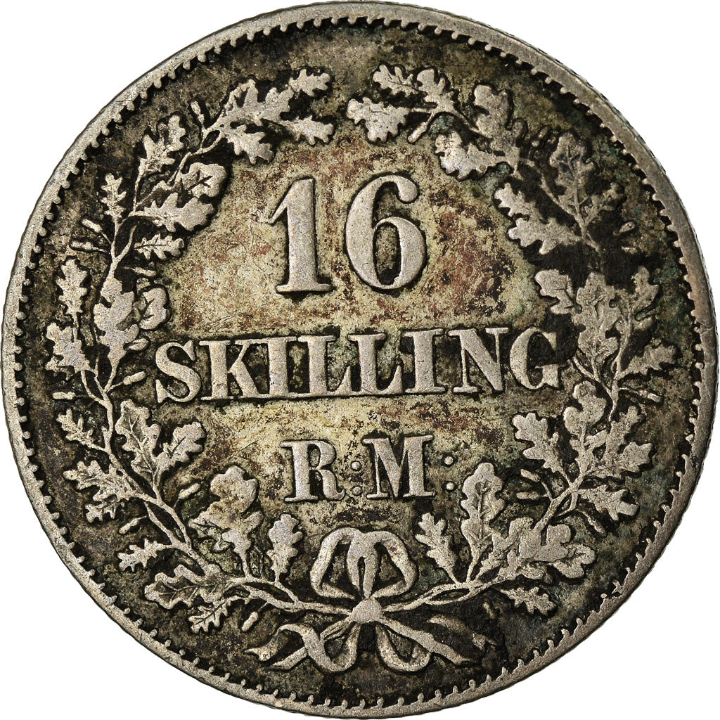 Coin, Denmark, Frederik VII, 16 Skilling Rigsmont, 1857, Copenhagen, VF(20-25)