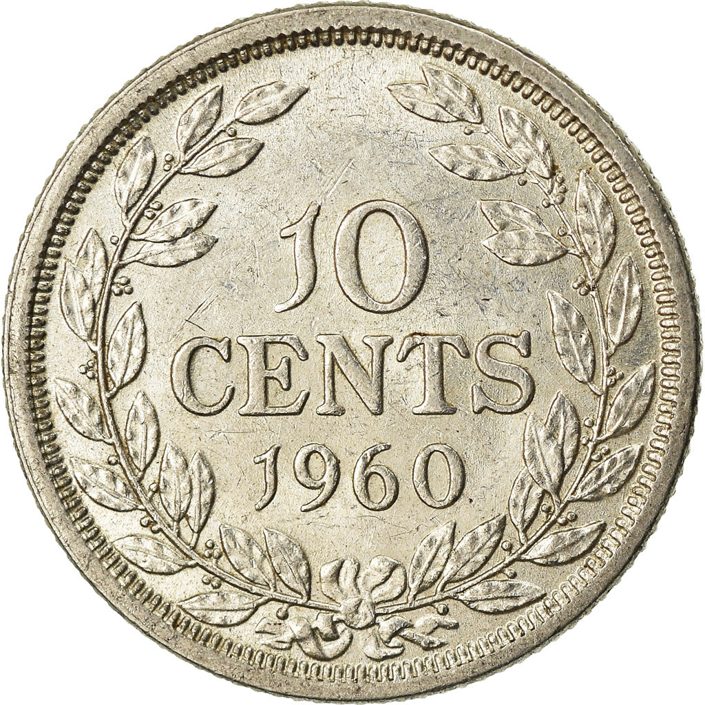 Coin, Liberia, 10 Cents, 1960, MS(60-62), Silver, KM:15