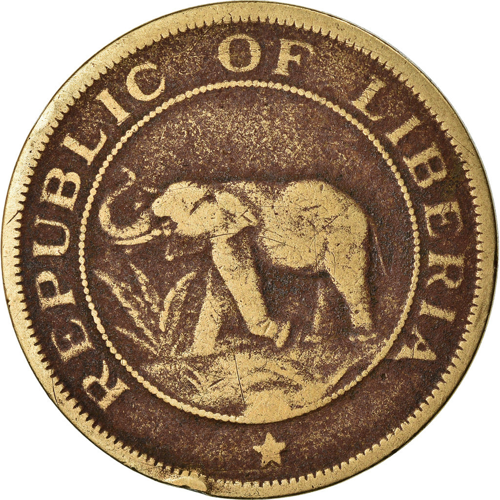 Coin, Liberia, 2 Cents, 1937, VF(20-25), Brass, KM:12