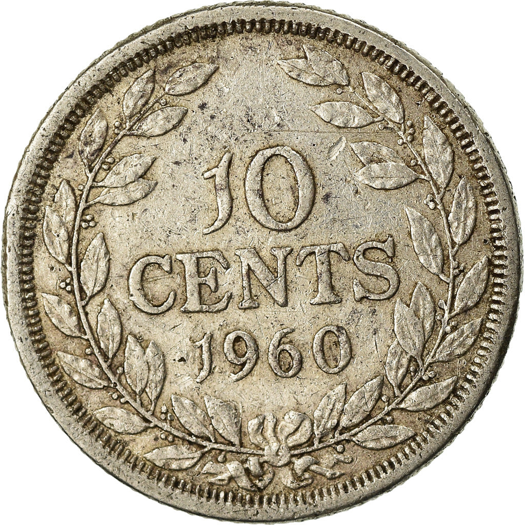 Moneta, Liberia, 10 Cents, 1960, MB+, Argento, KM:15