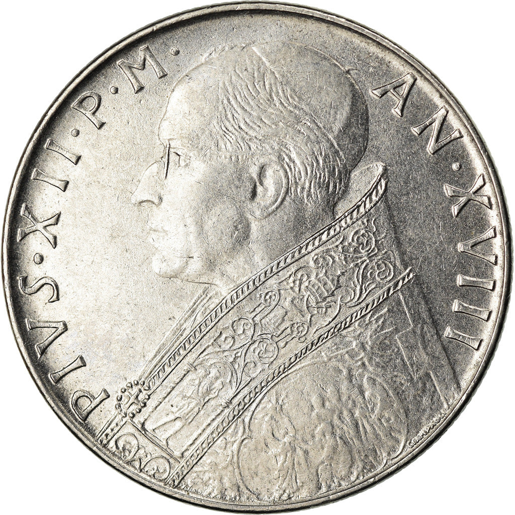 Moneta, CITTÀ DEL VATICANO, Pius XII, 100 Lire, 1956, BB+, Acciaio