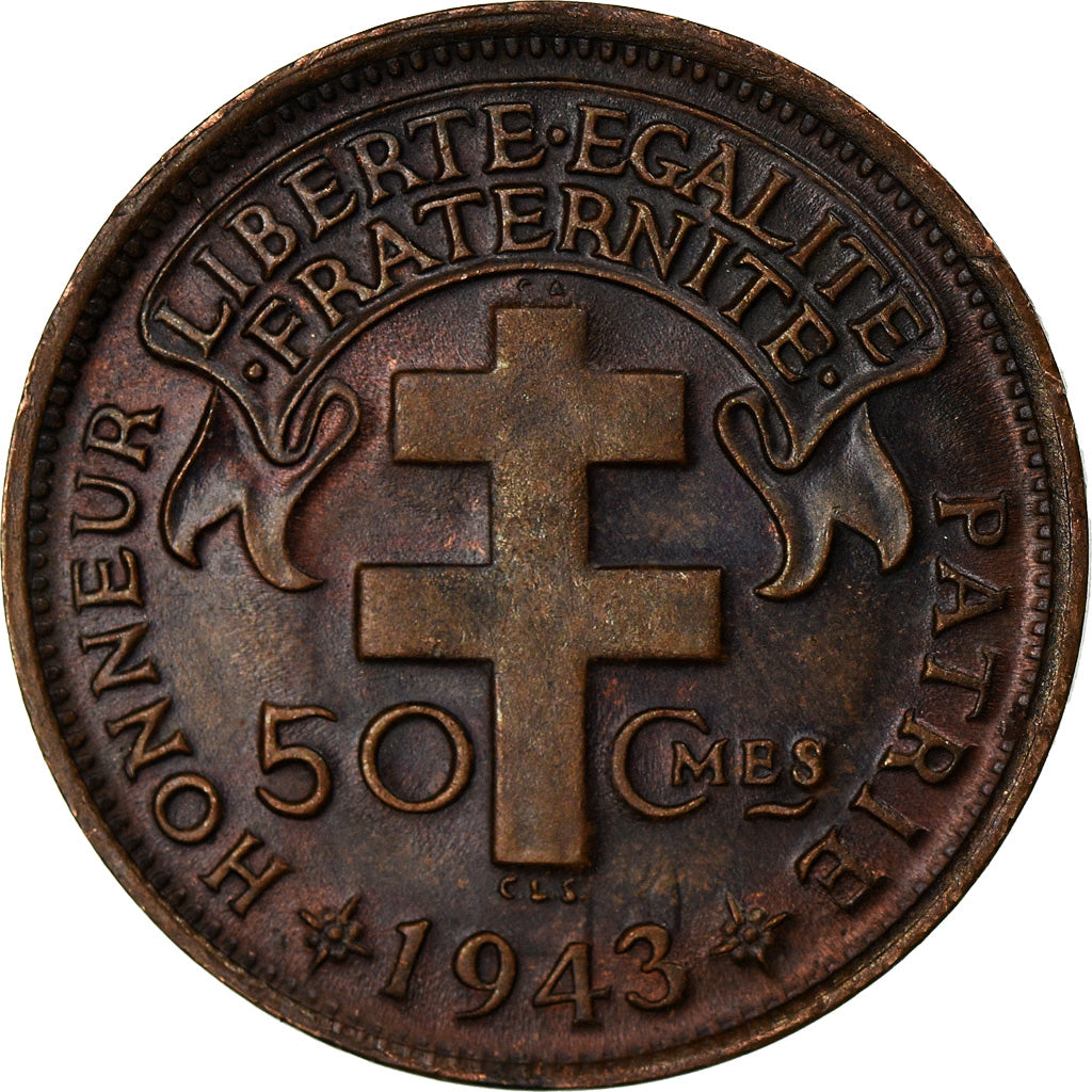 Monnaie, Afrique-Équatoriale française, 50 Centimes, 1943, Pretoria, SUP