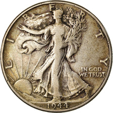 Coin, United States, Walking Liberty Half Dollar, Half Dollar, 1944, U.S. Mint
