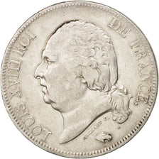 France, Louis XVIII,5 Francs,1822,Paris,EF(40-45),Silver, KM 711.1,Gadoury 614