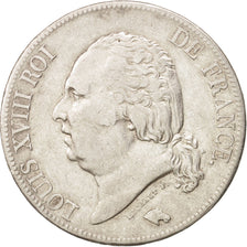 France, Louis XVIII,5 Francs,1824, Lille,VF(30-35),Silver,KM 711.13,Gadoury 614