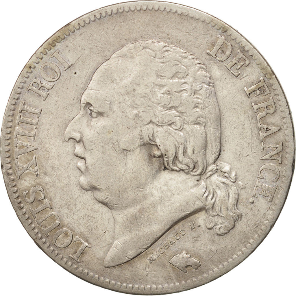 France, Louis XVIII,5 Francs, 1824,Lille,TB+,Argent,KM:711.13,Gadoury 614