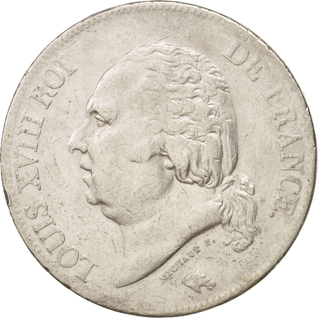 Munten, Frankrijk, Louis XVIII, Louis XVIII, 5 Francs, 1824, Lille, ZF, Zilver