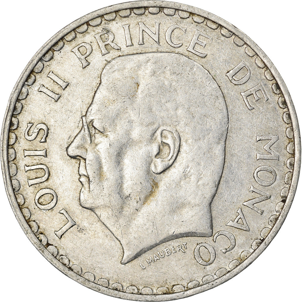 Coin, Monaco, Louis II, 5 Francs, 1945, EF(40-45), Aluminum, KM:122