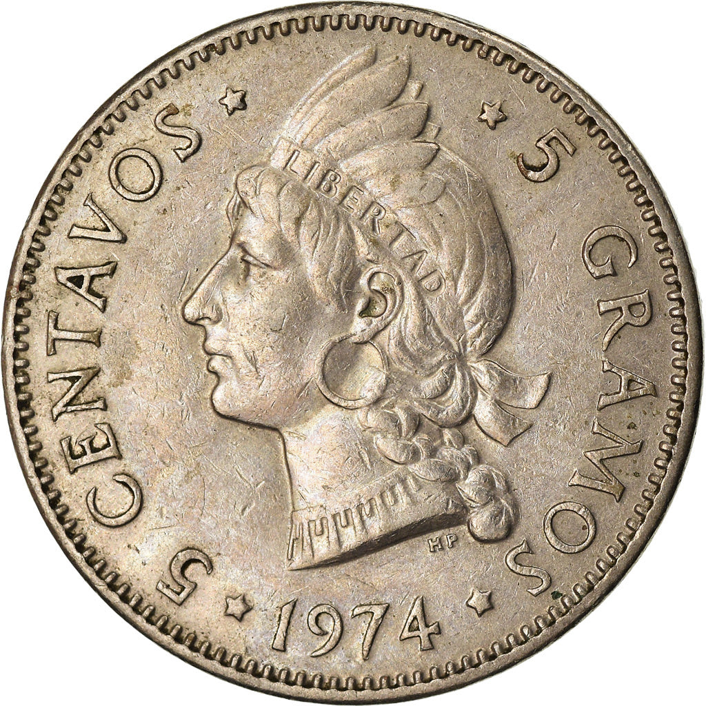 Monnaie, Dominican Republic, 5 Centavos, 1974, TTB+, Copper-nickel, KM:18