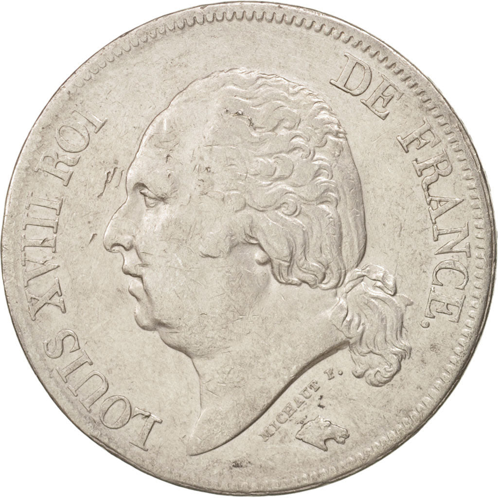 Coin, France, Louis XVIII, Louis XVIII, 5 Francs, 1824, Lille, AU(50-53)