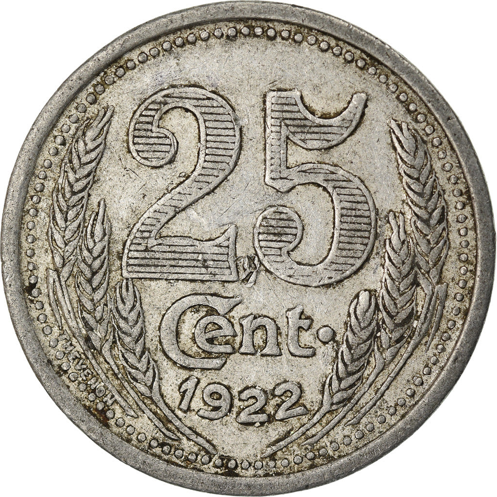 Moeda, França, 25 Centimes, 1922, VF(30-35), Alumínio, Elie:10.3