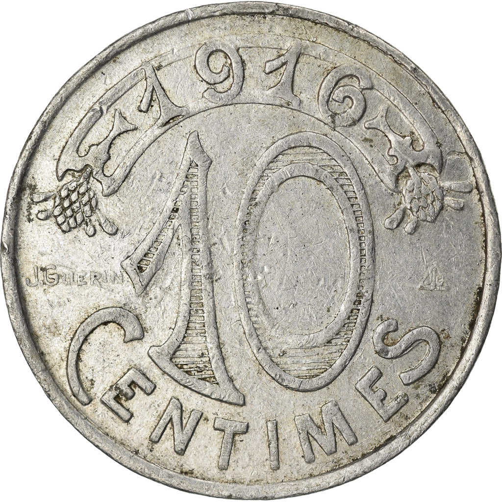 Monnaie, France, 10 Centimes, 1916, TB+, Aluminium, Elie:10.2B