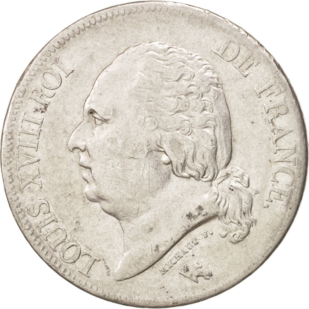 France, Louis XVIII,5 Francs, 1824, Paris, TB+, Argent, KM:711..1,Gadoury 614
