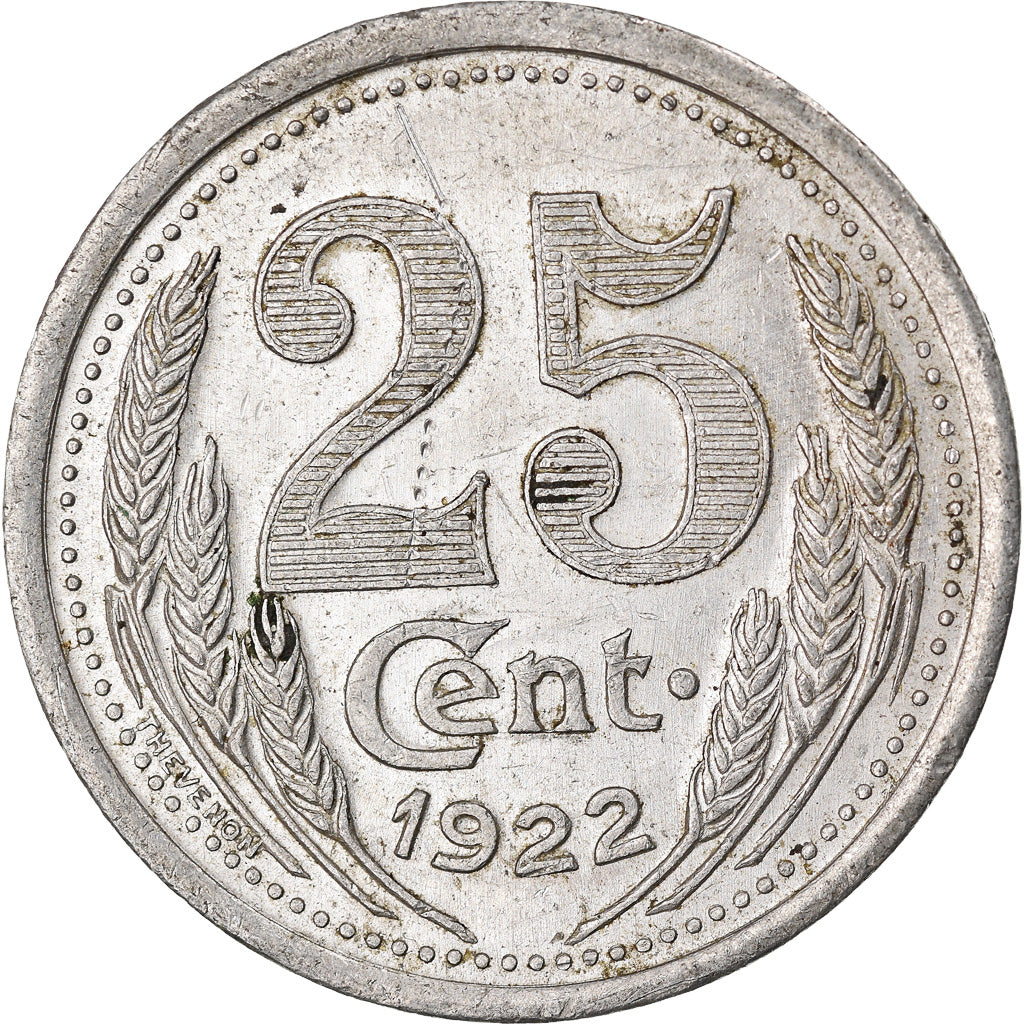 Moeda, França, 25 Centimes, 1922, EF(40-45), Alumínio, Elie:10.3