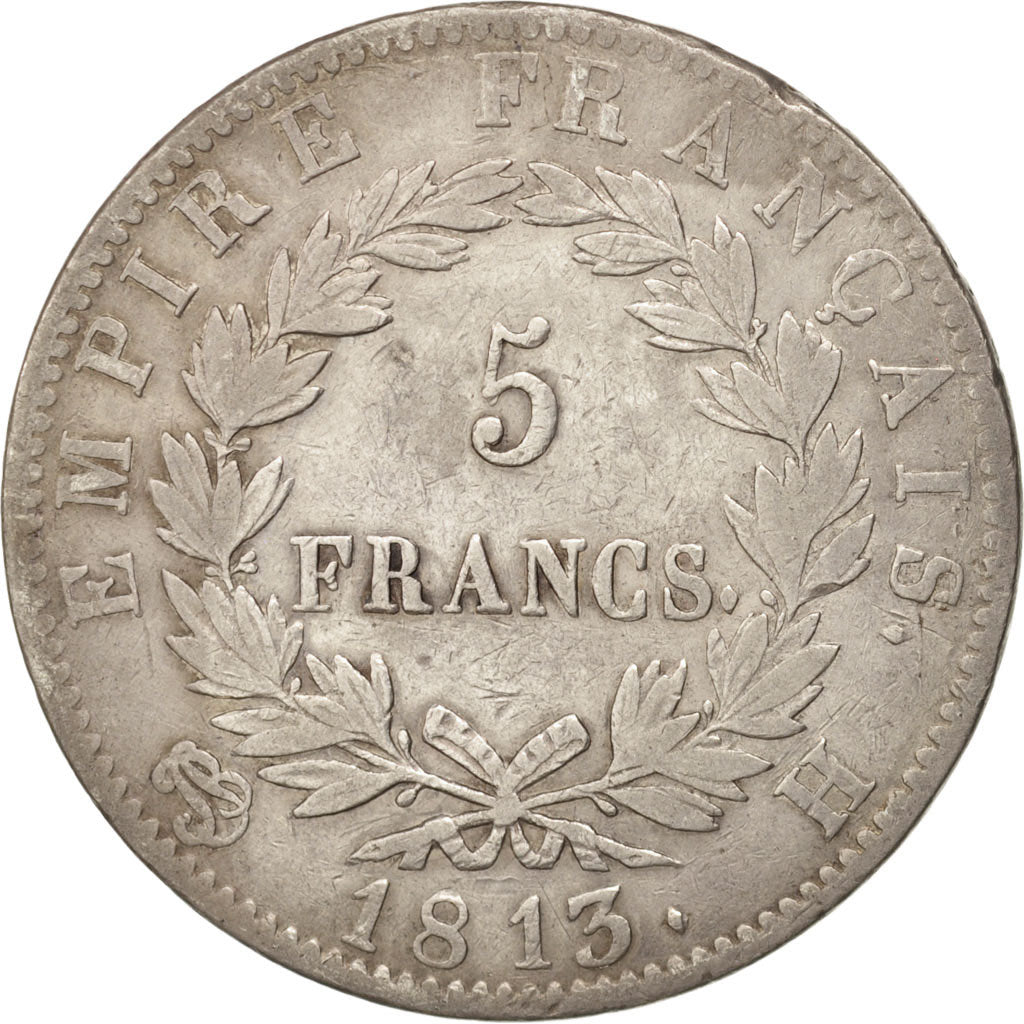 France, Napoléon I, 5 Francs, 1813, La Rochelle, VF(30-35), Silver, KM:694.6