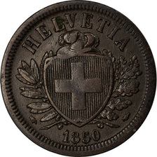 Coin, Switzerland, 2 Rappen, 1850, Bern, EF(40-45), Bronze, KM:4.1