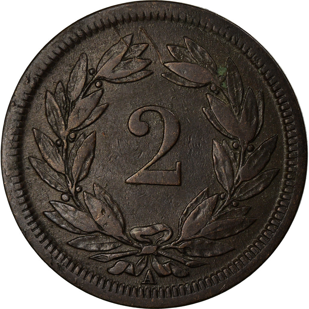 Coin, Switzerland, 2 Rappen, 1850, Bern, EF(40-45), Bronze, KM:4.1