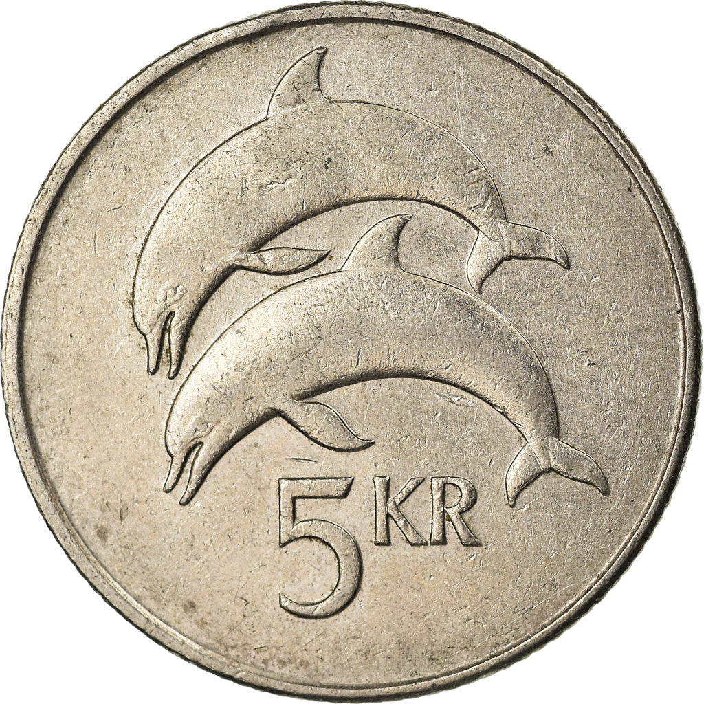 Coin, Iceland, 5 Kronur, 1992, EF(40-45), Copper-nickel, KM:28