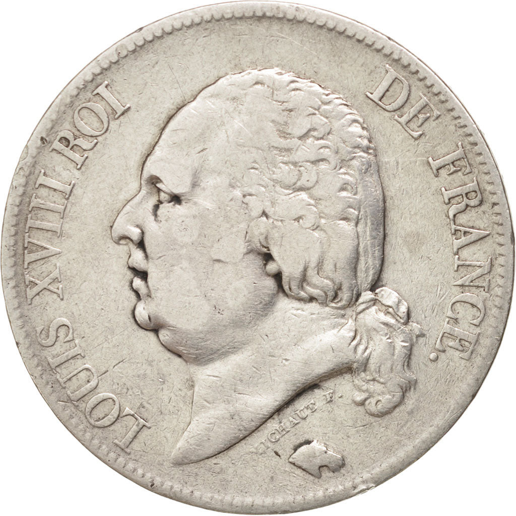 France, Louis XVIII, 5 Francs,1821,Lille,VF(30-35),Silver, KM 711.1,Gadoury 614