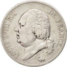 France, Louis XVIII, 5 Francs,1821,Lille,VF(30-35),Silver, KM 711.1,Gadoury 614