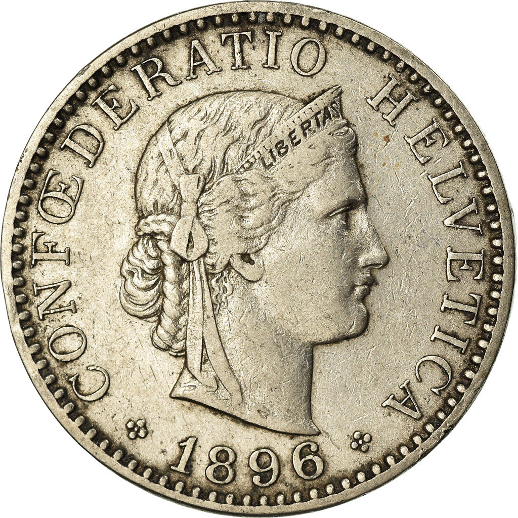 Coin, Switzerland, 20 Rappen, 1896, Bern, EF(40-45), Nickel, KM:29