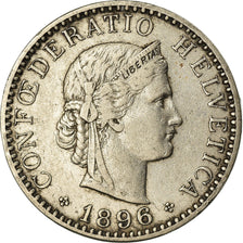 Coin, Switzerland, 20 Rappen, 1896, Bern, EF(40-45), Nickel, KM:29