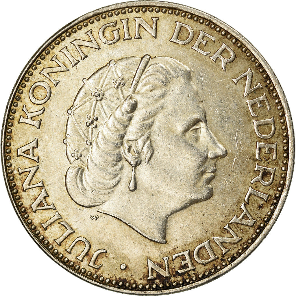 Coin, Netherlands, Juliana, 2-1/2 Gulden, 1960, EF(40-45), Silver, KM:185