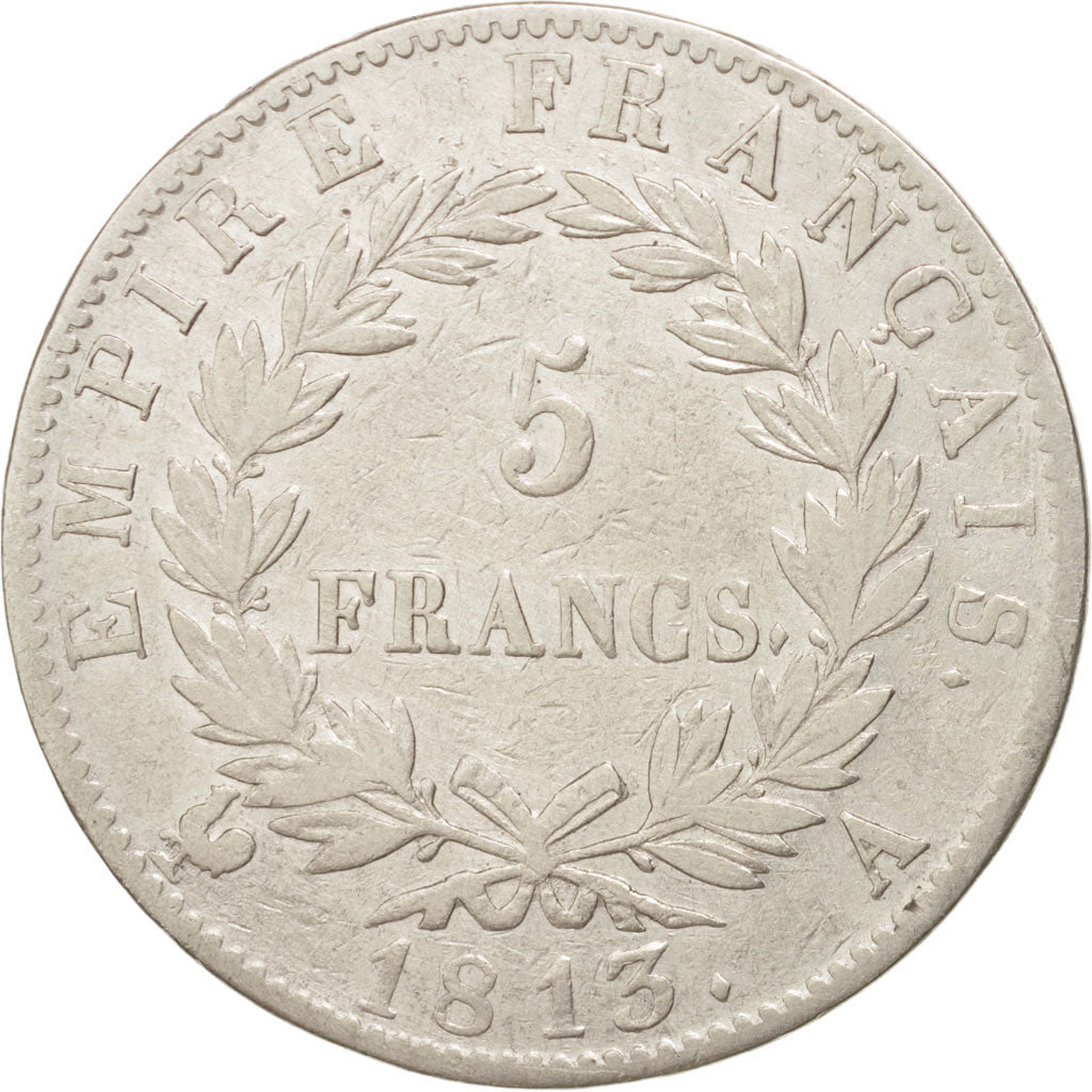 Francia, Napoléon I, 5 Francs, 1813, Paris, MB+, Argento, KM:694.1, Gadoury:584
