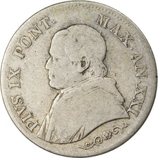 Monnaie, États italiens, PAPAL STATES, Pius IX, Lira, 1866, Roma, B+, Argent