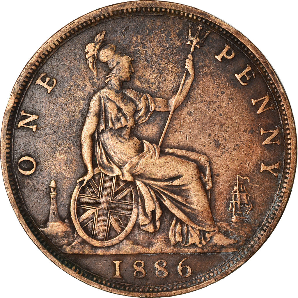 Coin, Great Britain, Victoria, Penny, 1886, EF(40-45), Bronze, KM:755