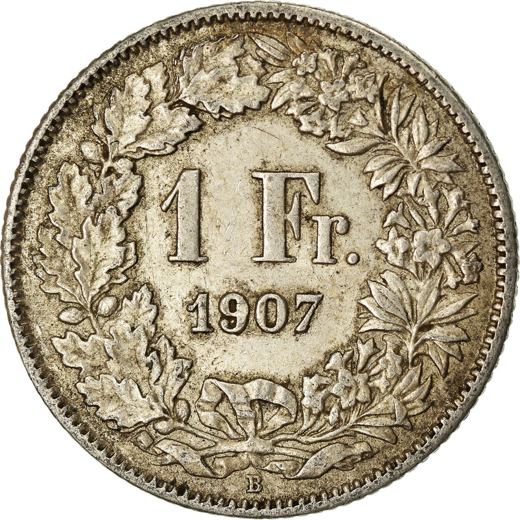 Coin, Switzerland, Franc, 1907, Bern, EF(40-45), Silver, KM:24
