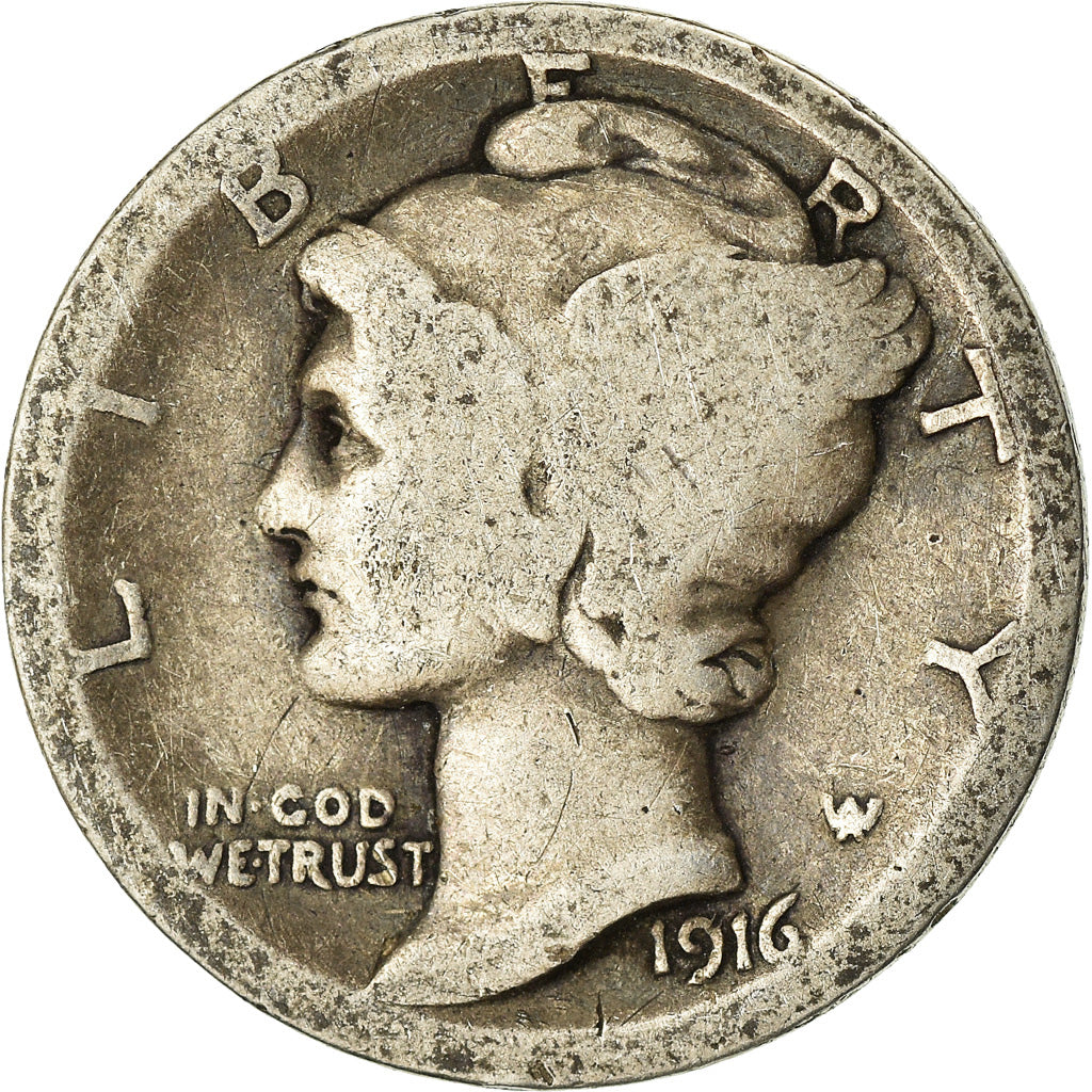 Coin, United States, Barber Dime, Dime, 1916, U.S. Mint, Philadelphia