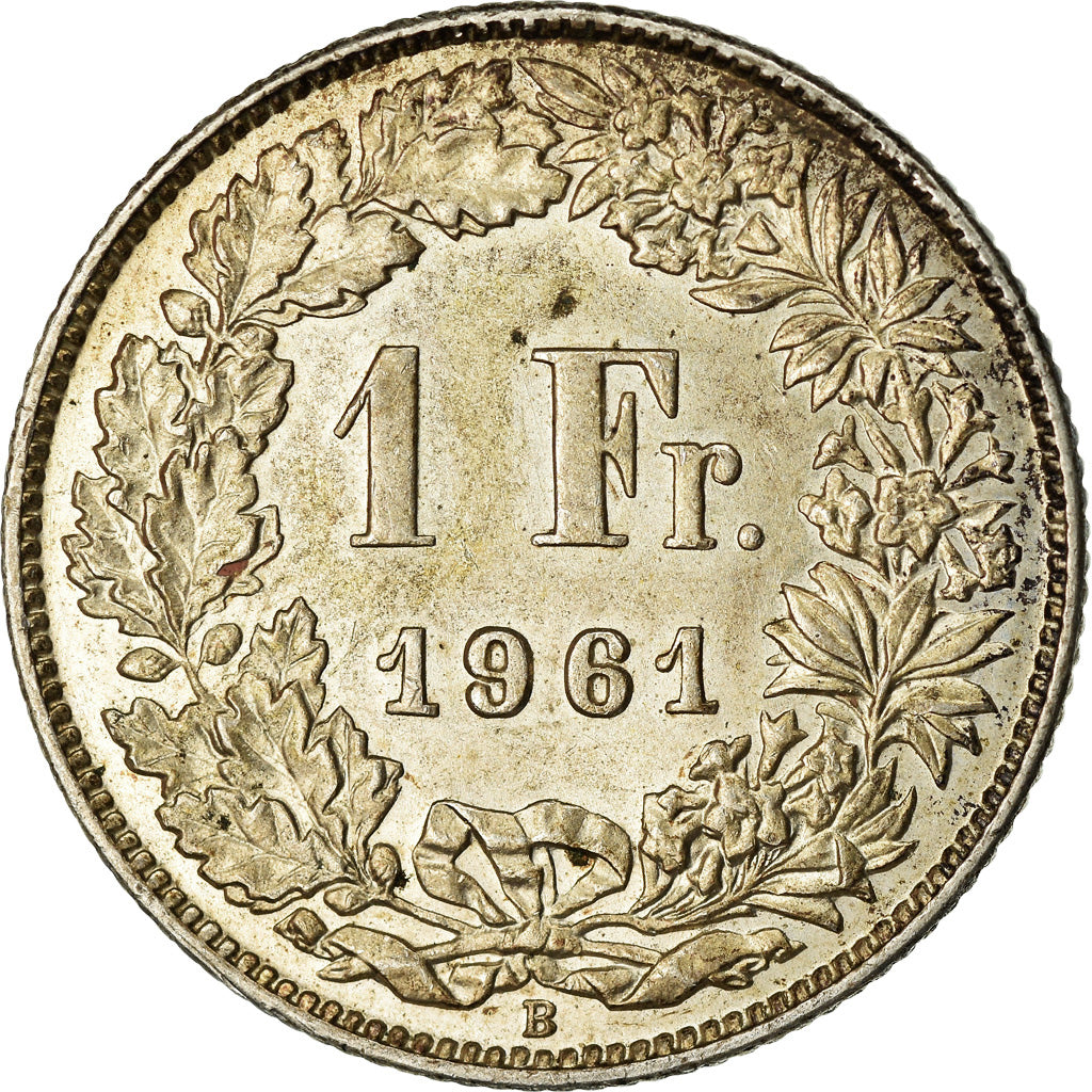Coin, Switzerland, Franc, 1961, Bern, AU(50-53), Silver, KM:24