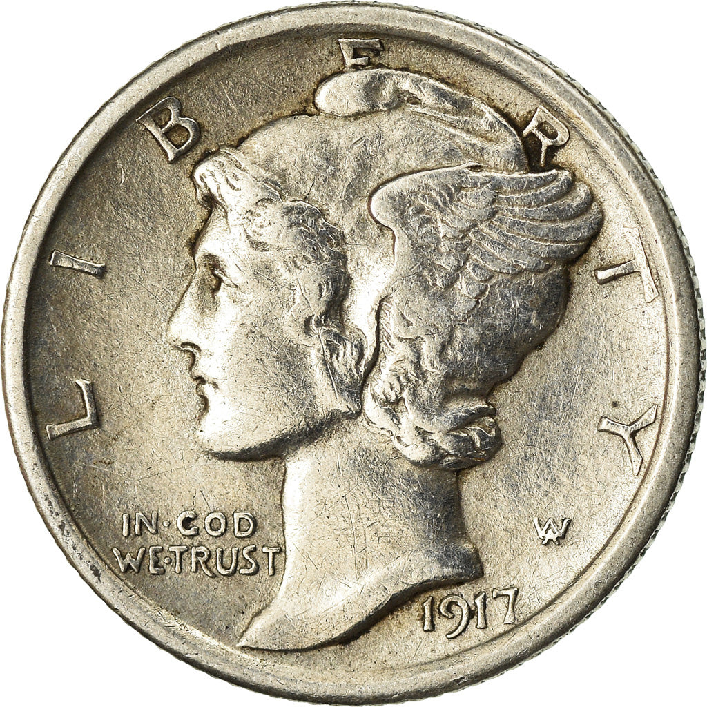 Monnaie, États-Unis, Mercury Dime, Dime, 1917, U.S. Mint, Philadelphie, SUP