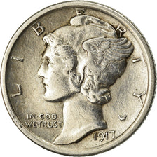 Monnaie, États-Unis, Mercury Dime, Dime, 1917, U.S. Mint, Philadelphie, SUP