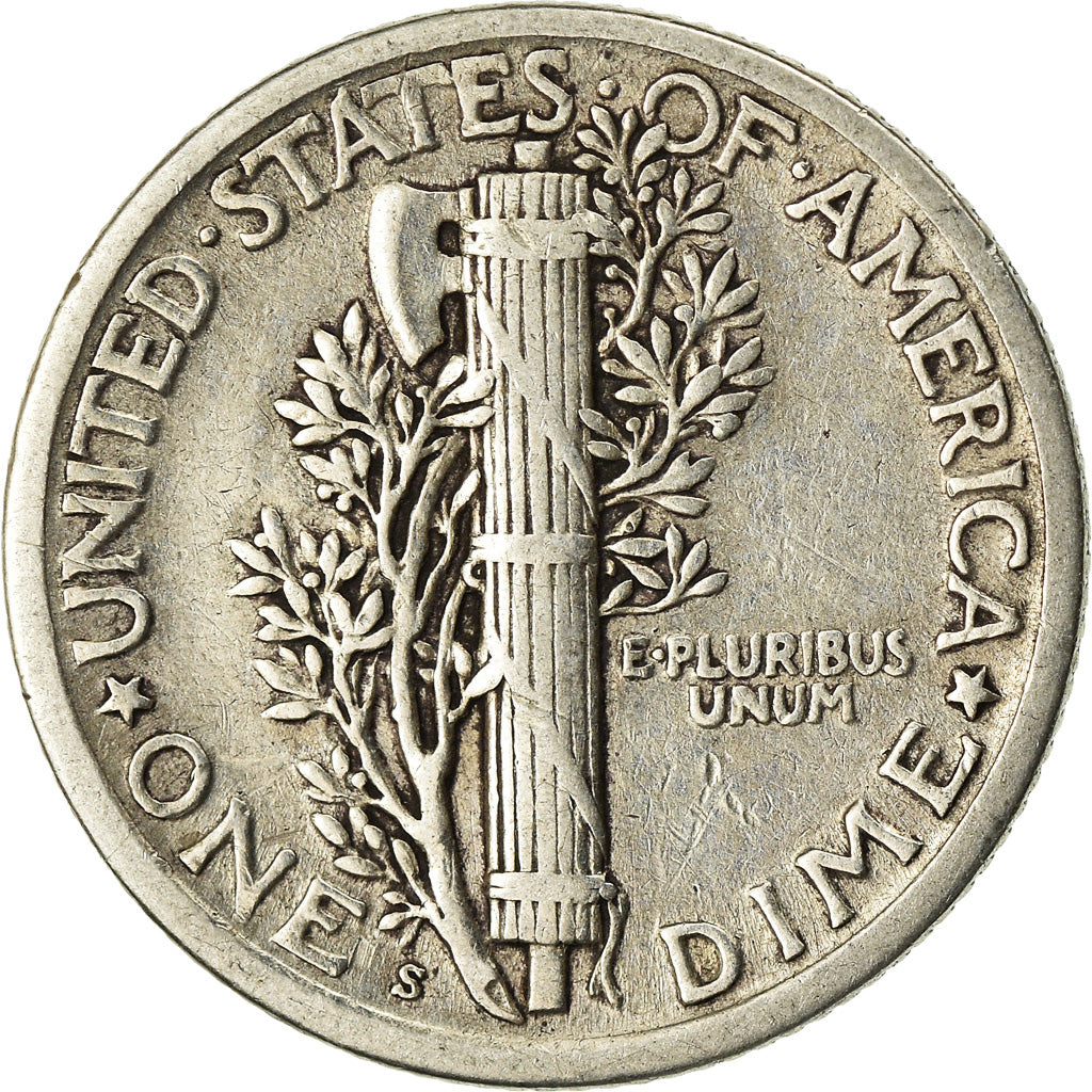 Coin, United States, Mercury Dime, Dime, 1917, U.S. Mint, San Francisco