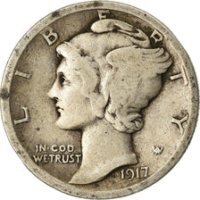 Coin, United States, Mercury Dime, Dime, 1917, U.S. Mint, Philadelphia