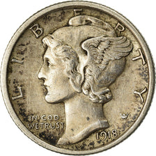 Monnaie, États-Unis, Mercury Dime, Dime, 1918, U.S. Mint, Philadelphie, TTB