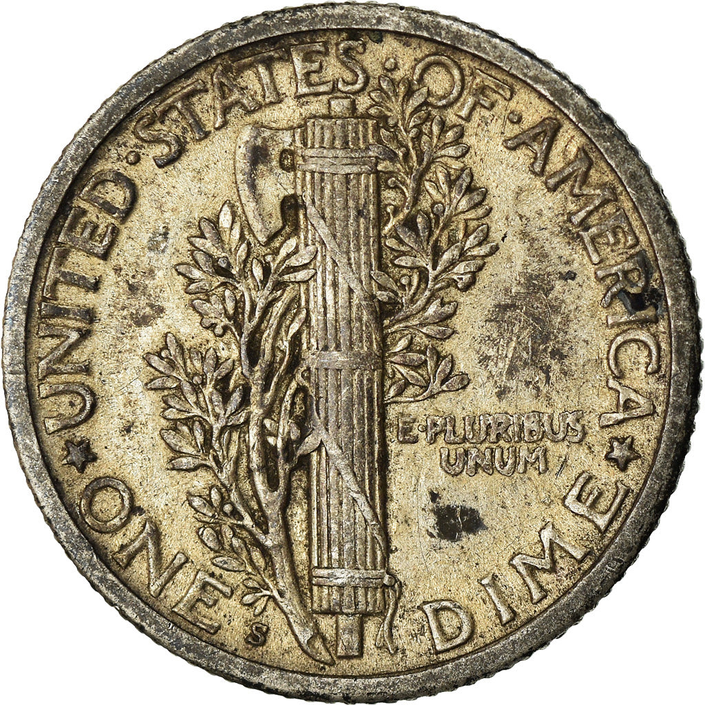 Coin, United States, Mercury Dime, Dime, 1918, U.S. Mint, San Francisco