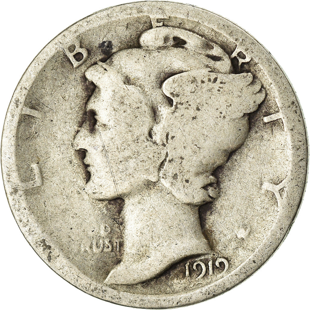 Moneta, Stati Uniti, Mercury Dime, Dime, 1919, U.S. Mint, Philadelphia, MB