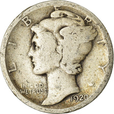 Monnaie, États-Unis, Mercury Dime, Dime, 1920, U.S. Mint, Philadelphie, TB