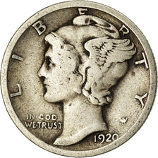Coin, United States, Mercury Dime, Dime, 1920, U.S. Mint, Philadelphia