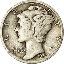 Moeda, Estados Unidos da América, Mercury Dime, Dime, 1937, U.S. Mint