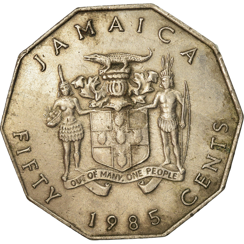 Coin, Jamaica, Elizabeth II, 50 Cents, 1985, EF(40-45), Copper-nickel, KM:65