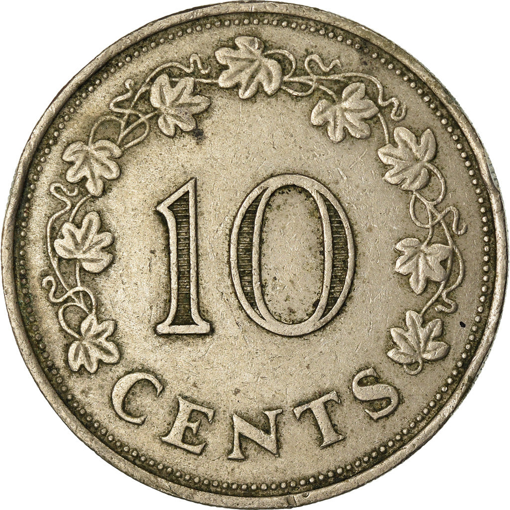 Coin, Malta, 10 Cents, 1972, British Royal Mint, EF(40-45), Copper-nickel, KM:11