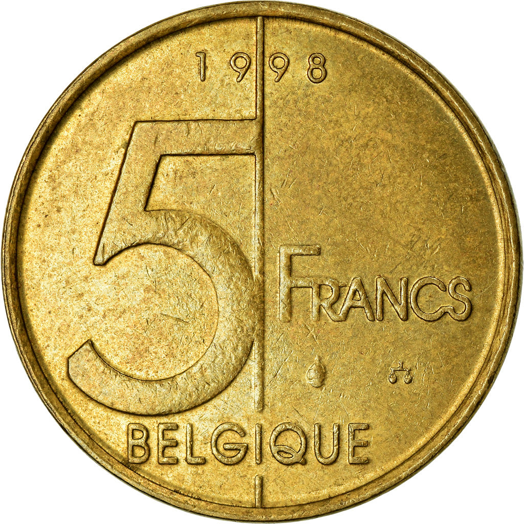 Coin, Belgium, Albert II, 5 Francs, 5 Frank, 1998, Brussels, AU(55-58)