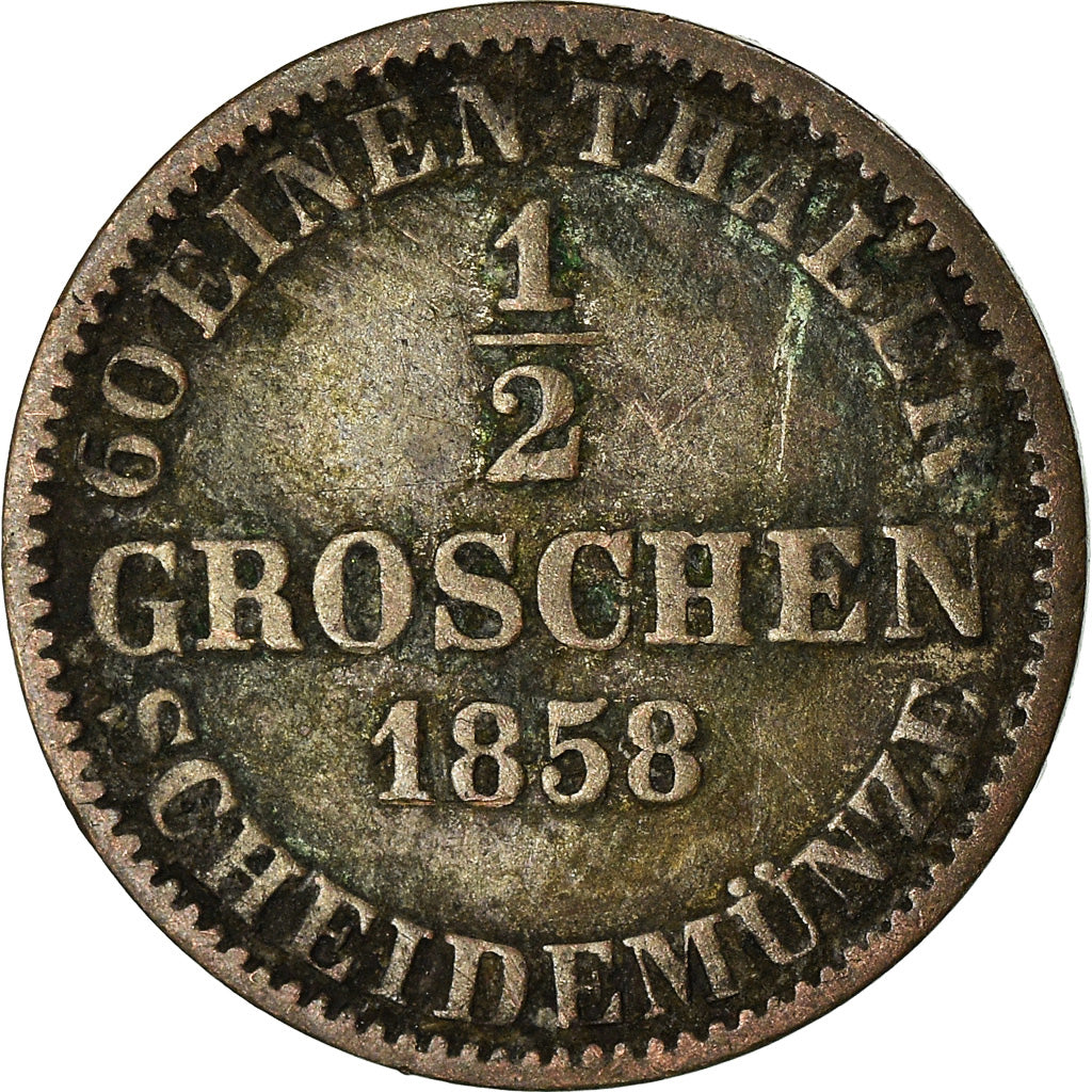 Münze, Deutsch Staaten, HANNOVER, Georg V, 1/2 Groschen, 1858, SS, Silber